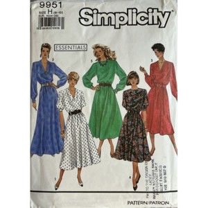 Vintage ©1990 Simplicity 9951 Sewing Patterns - Misses' Dresses in Three Lengths